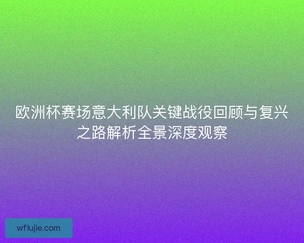 欧洲杯赛场意大利队关键战役回顾与复兴之路解析全景深度观察