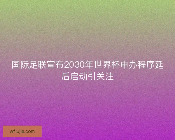 国际足联宣布2030年世界杯申办程序延后启动引关注
